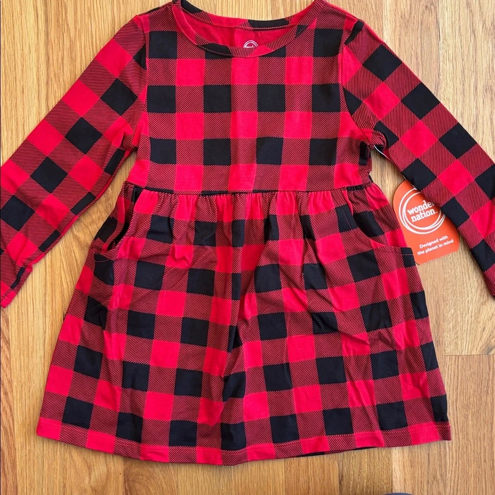 2T NWT Wonder Nation Red and Black Plaid Dress